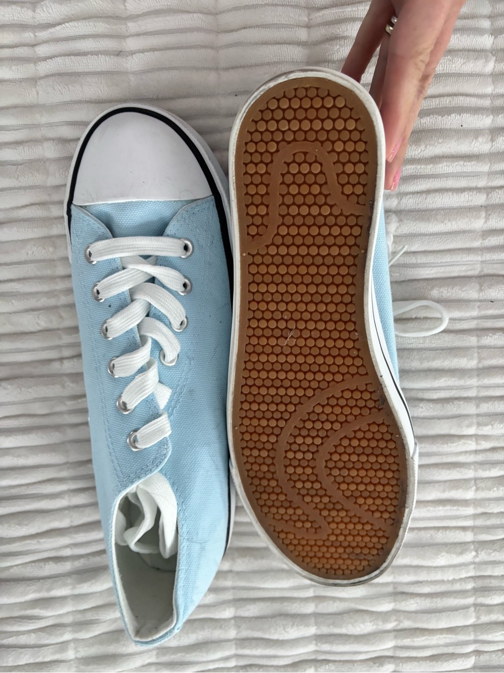 Light Blue Canvas Women's Sneakers - Casual Lace-Up